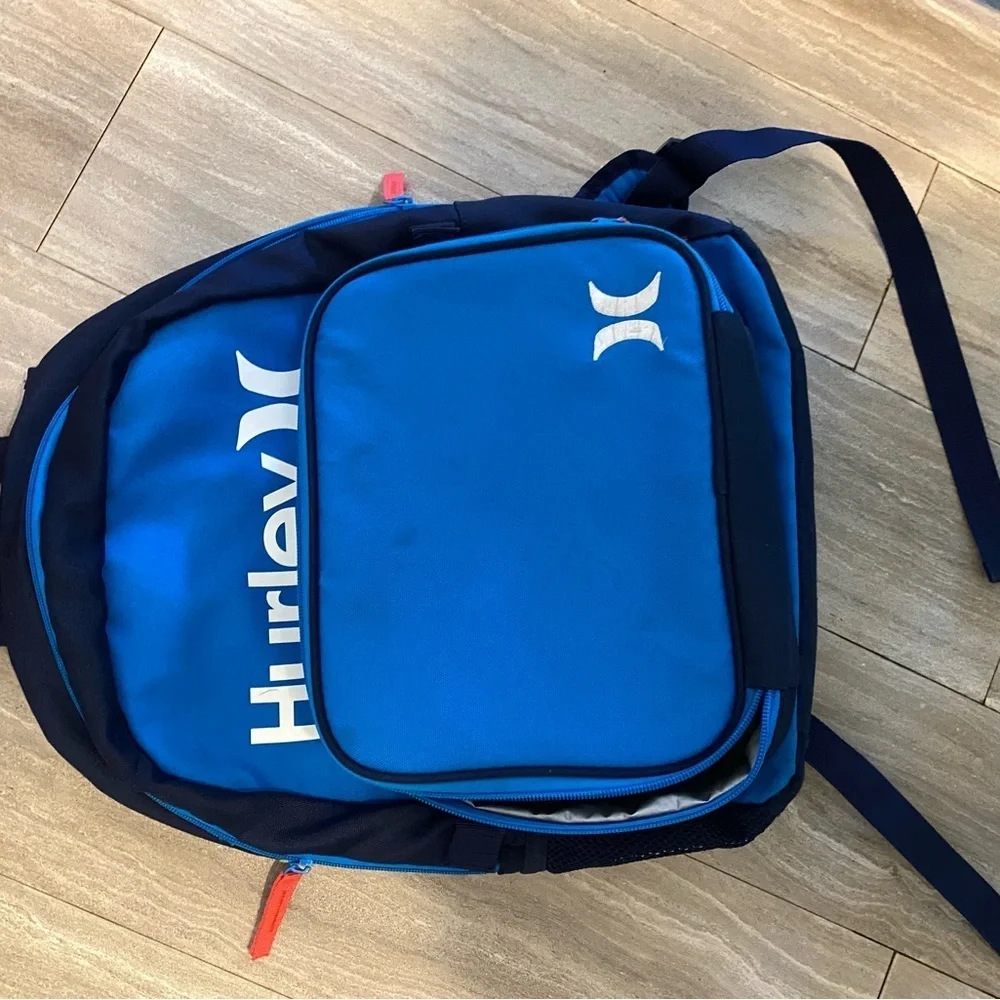 Hurley Boys Backpack Lunchbox Set Blue 2 Piece School Bag Kids Bookbag Lunch Kit